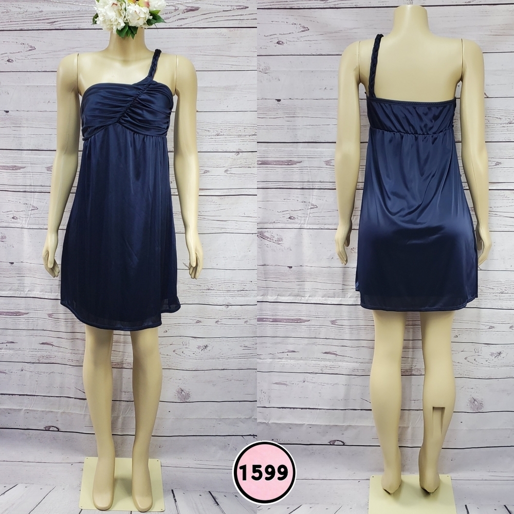 as u wish L junior navy blue one shoulder dress
